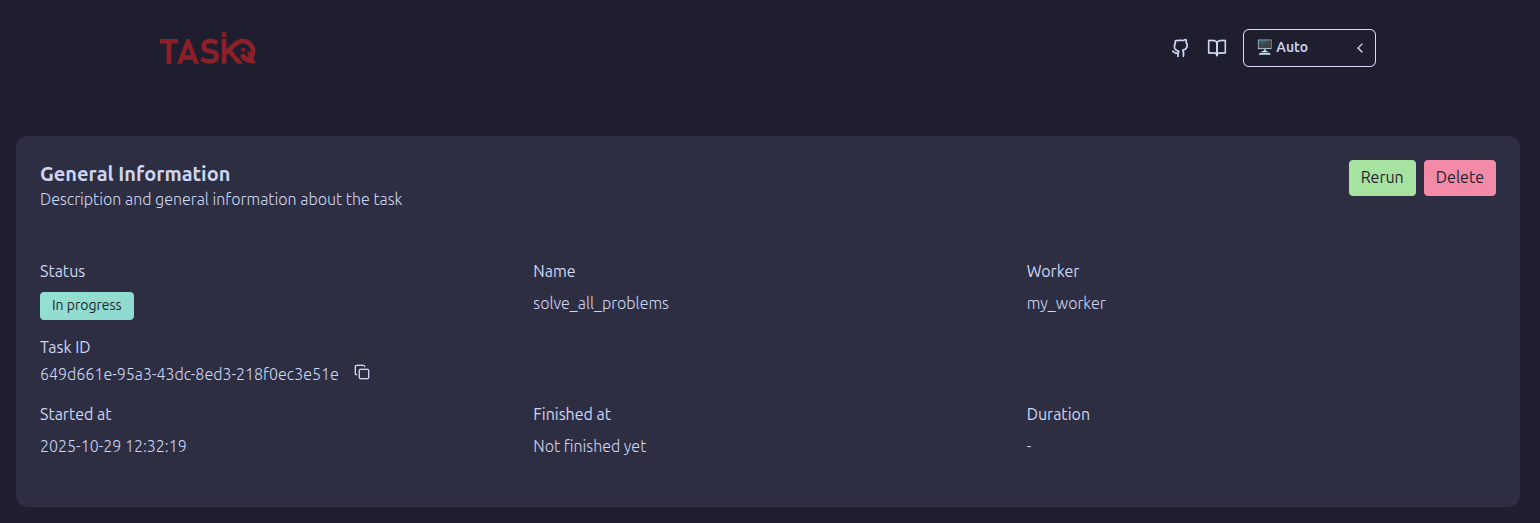 interface with task actions